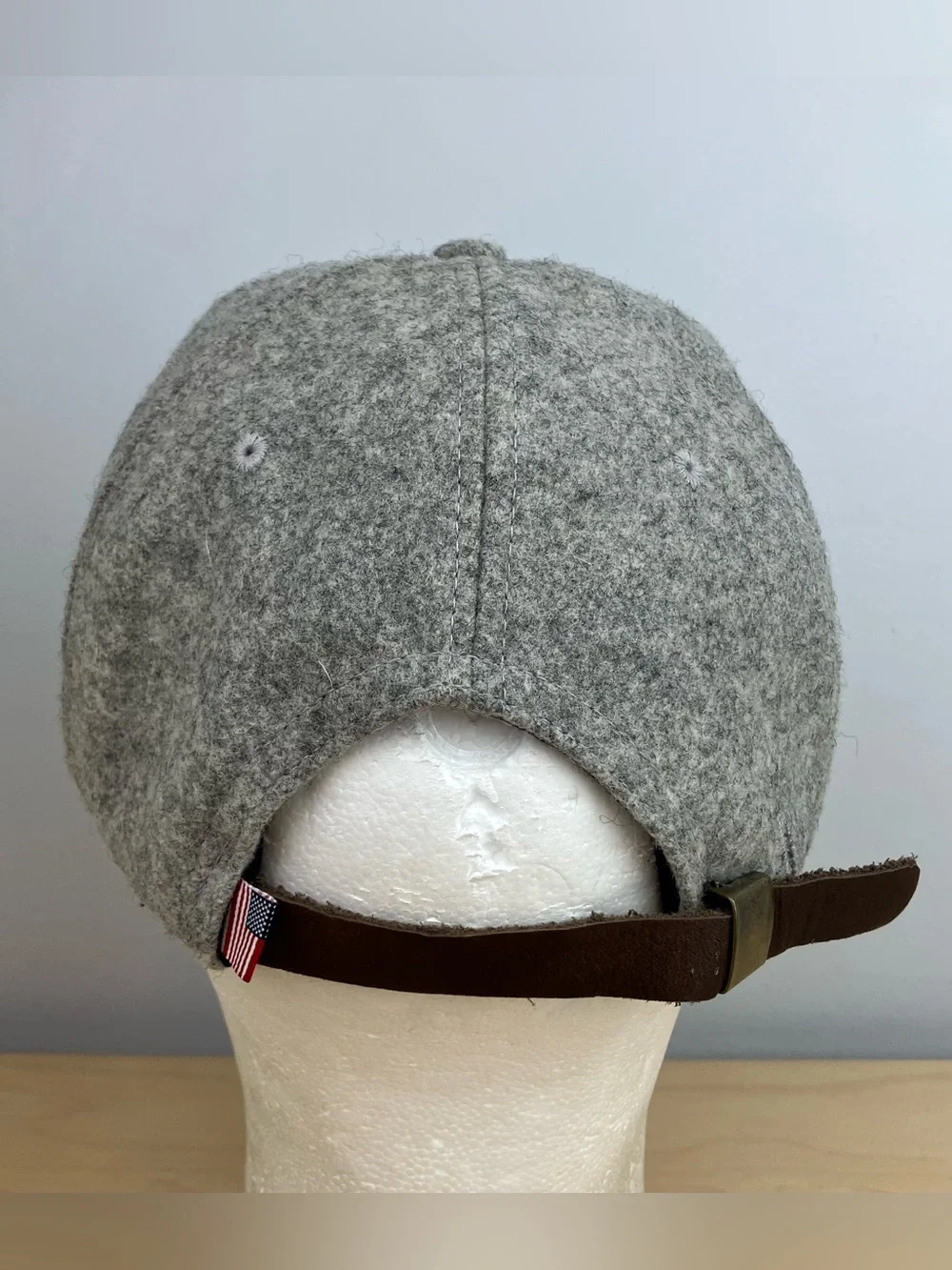 Vintage Woolrich Wool Blend Strapback Hat Gray Patch Logo Made in USA. In good c